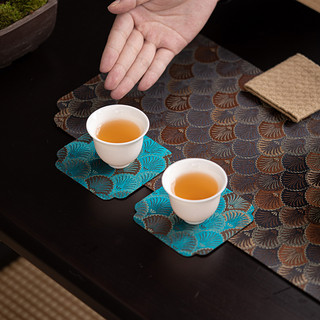 苏氏陶瓷（SUSHI CERAMICS）功夫茶杯垫国潮风台湾锦缎杯垫8个装9*9cm