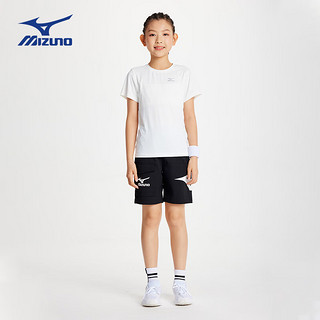 美津浓（MIZUNO）Mizuno儿童短袖T恤冰感防晒2024夏季男童女童舒适 白色 120cm(120cm) (身高115