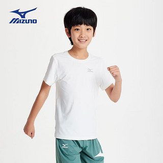 美津浓（MIZUNO）Mizuno儿童短袖T恤冰感防晒2024夏季男童女童舒适 白色 140cm(120cm) (身高135