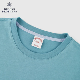 布克兄弟（BrooksBrothers）男士24春夏棉简约LOGO款短袖针织T恤 4003-浅绿色 XL