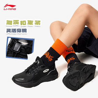 李宁（LI-NING）童鞋PUFF V2丨休闲鞋男女大童2024夏季柔软舒适运动鞋YKCU106 黑色(男款)-1 40码