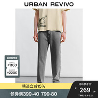 UR2024夏季男装街头休闲洗水中腰直筒牛仔长裤UML840062 深灰 32