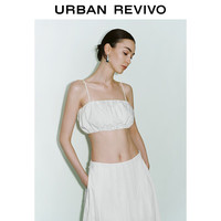 URBAN REVIVO 女装时尚辣妹度假风褶皱短款吊带衫 UWG240151