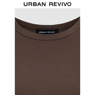 URBAN REVIVO 女士简约百搭纯色修身包臀连衣裙 UWH740077 深棕色 XS