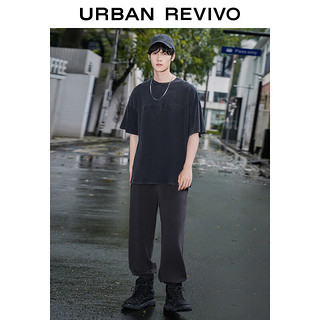 URBAN REVIVO 男士休闲运动松紧腰抽绳宽松束脚裤 UMY640003 深灰 31