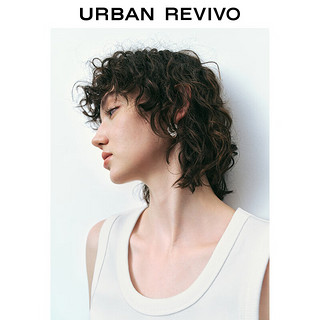 URBAN REVIVO 女士时尚休闲趣味装饰弹力圆领背心 UWU440118 本白 XS