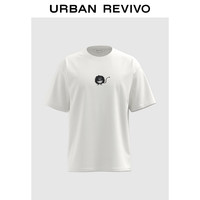 URBAN REVIVO 男士休闲减龄趣味刺绣圆领短袖 UMY440006 本白 S