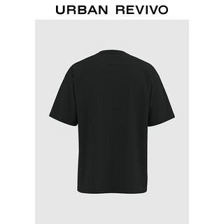 URBAN REVIVO 男士休闲减龄趣味刺绣圆领短袖 UMY440006 正黑 XL