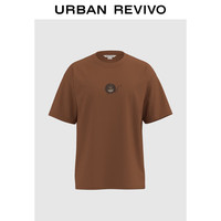 URBAN REVIVO 男士休闲减龄趣味刺绣圆领短袖 UMY440006 红棕 L