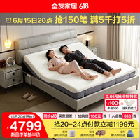 全友家居床现代简约头层牛皮真皮床1.8米2米主卧大床双人电动床105251 浅米灰电动床(不含床头柜床垫)