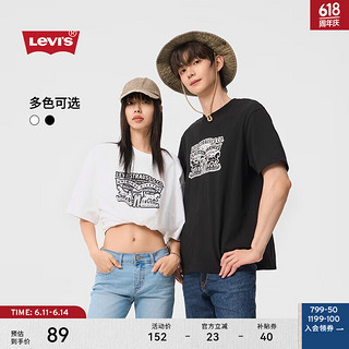 Levi's李维斯24夏季同款短袖T恤双马皮牌印花简约时尚休闲002U1 白色 XL