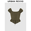 UR R2024秋季新款女装复古浪漫系带荷叶边罩衫衬衫UWL240062#