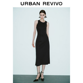 URBAN REVIVO 女士都市魅力垂感侧腰褶皱连衣裙 UWJ740050