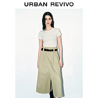 URBAN REVIVO 女装时髦拼接假两件腰带装饰连衣裙 UWJ740045 卡其 XS