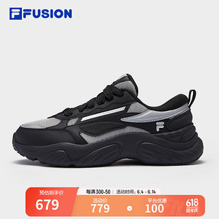 FILA FUSION斐乐潮牌CONCH DX机能潮鞋男2024秋海螺鞋跑步鞋 黑/银器灰-BS 39