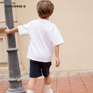 匡威（Converse）儿童套装男童T恤短袖短裤2024夏季薄款女童夏装中大童运动2件套 G140纯白色 160/76（L）