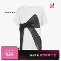 little MO&Co.little moco童装24夏装女童蝴蝶结短袖t恤裙连衣裙KBD2DRS044 本白色 130/64