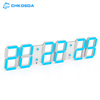 驰海(CHkosda)led电子挂钟数字时钟表挂墙壁比赛倒计时器大屏会议室万年历wifi 6位镂空冰蓝 遥控版 大尺寸 66.5x15cm镂空冰蓝遥控版