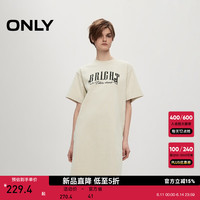 ONLY2024夏季新款休闲百搭圆领印花宽松T恤裙连衣裙女|124261023