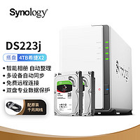 群晖（Synology）DS223j 搭配2块希捷(Seagate) 4TB酷狼IronWolf ST4000VN006硬盘套装