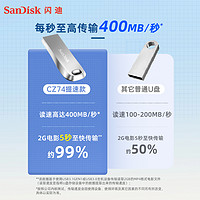 SanDisk 闪迪 DCZ74 U盘 128GB USB3.2 银色