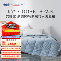 安睡宝（SOMERELLE）  95%白鹅绒羽绒夏被单双人薄空调被子保暖被芯五星级酒店夏凉 深夜蓝 200*230cm