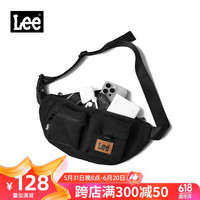 李 Lee胸包男潮牌2024夏季运动斜挎包女日系工装通勤单肩包腰包潮流 黑色