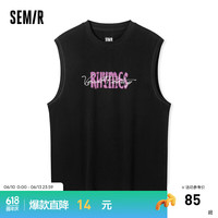 森马(Semir)背心男2024夏季时尚潮流撞色印花针织无袖上衣 黑色90001 165/84A/S