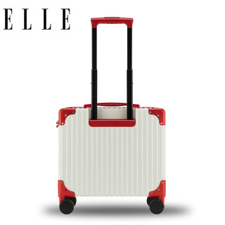 ELLE自营17英寸白色行李箱便携短途出行拉杆箱防刮耐用万向轮旅行箱拉链密码锁法国时尚配色男女通用密码箱 17英寸 可登机