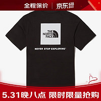 北面（The North Face）韩版经典LOGO短袖户外男女透气T恤休闲棉质圆领潮流半袖 NT7UN56A黑色 90(S)