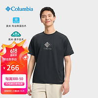 Columbia哥伦比亚T恤男装24春夏户外清凉吸湿快干弹力圆领短袖AE9642 010 XL