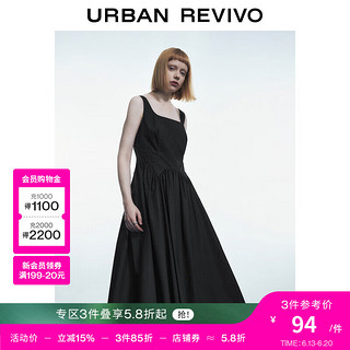 URBAN REVIVO RBAN REVIVO UR秋季女装时尚气质无袖方领初恋裙宝藏连衣裙UWU730015 正黑 S