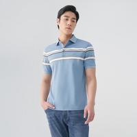 【含桑蚕丝 凉感速干固色】春夏条纹商务休闲POLO短袖翻领男