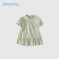 JELLYBABY女童旗袍夏唐装裙小宝宝国风裙子幼童夏装汉服三岁儿童夏季连衣裙 浅豆绿 120CM