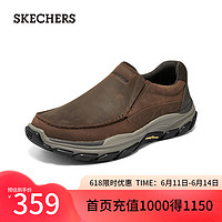 斯凯奇（Skechers）一脚蹬男鞋商务鞋休闲皮鞋舒适支撑缓震通勤工作鞋204321 深棕色/CDB 40