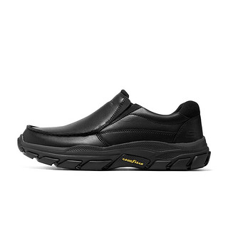 斯凯奇（Skechers）一脚蹬男鞋商务鞋休闲皮鞋舒适支撑缓震通勤工作鞋204321 黑色/BLK 46
