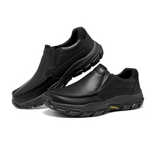 斯凯奇（Skechers）一脚蹬男鞋商务鞋休闲皮鞋舒适支撑缓震通勤工作鞋204321 黑色/BLK 44