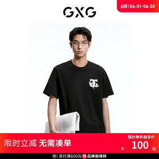 GXG男装 舒适黑色短袖T恤 GEX14415332 黑色 190/XXXL