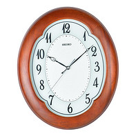 SEIKO 精工 时钟玻璃表盘客厅钟表15英寸实木静音桤木外壳复古挂钟