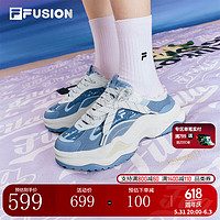 FILA FUSION潮牌BIANCO II MULE斐乐女鞋厚底鞋2024夏休闲鞋 水洗蓝色/雪白-RS 37.5