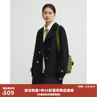 自巧小个子长duan款双面呢大衣女冬季新款大翻领毛呢外套