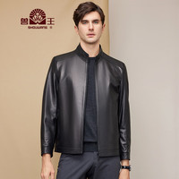 兽王（SHOUWANG）2023秋季新款男士头层牛皮真皮皮衣立领商务休闲单皮皮衣 黑色 1