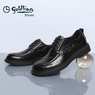 金利来（goldlion）男鞋都市时尚复古正装皮鞋舒适耐磨德比鞋50823024401A-黑色-41码