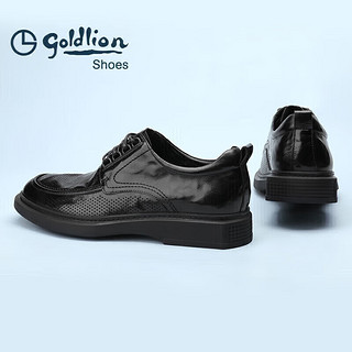 金利来（goldlion）男鞋正装鞋时尚冲孔透气皮鞋舒适耐磨德比鞋G508230244AAD黑色43 黑色（冲孔）