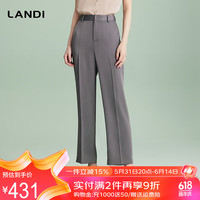 蓝地（LANDI）[通勤套装]优雅光泽感西服裤子宽松直筒正装裤2024夏季新款休闲 霜灰色