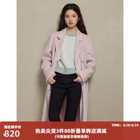 自巧（ZIQIAO）小个子正肩100%全羊毛双面呢大衣女毛呢西装外套 樱草粉 1