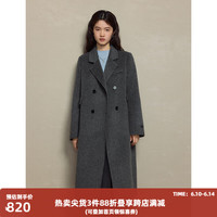自巧（ZIQIAO）小个子正肩100%全羊毛双面呢大衣女毛呢西装外套 浅棕灰 3