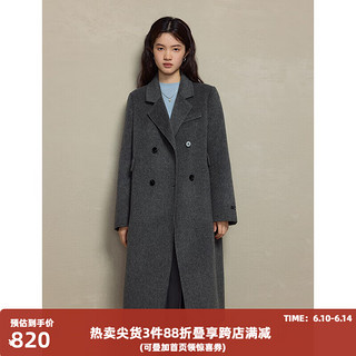 自巧（ZIQIAO）小个子正肩100%全羊毛双面呢大衣女毛呢西装外套 浅棕灰 3