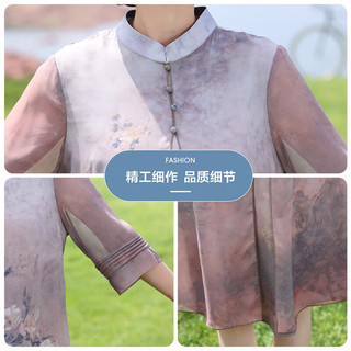 秋芙罗妈妈装夏装国风连衣裙中老年人女装雪纺旗袍时尚休闲裙子奶奶衣服