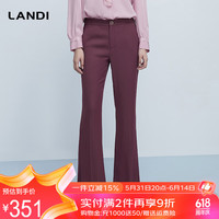 蓝地(LANDI)酒红色高腰微喇叭西装裤女修身显瘦长裤 酒红色 M